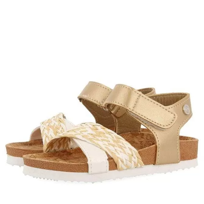 Niñas | Chancletas<Gioseppo Sandalias Suela Bio Blanca Y Dorada Con Trenzado De Rafia Para Nina Y Nino Brataj