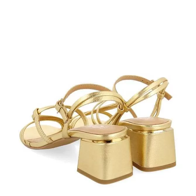 Sandalias Tacon<Gioseppo Sandalias Tacon Dorado Con Tiras Trenzadas Para Mujer Pustec