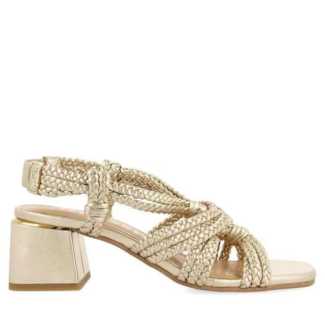 Sandalias Tacon<Gioseppo Sandalias Tacon Dorado Piel Trenzada Para Mujer Maliq