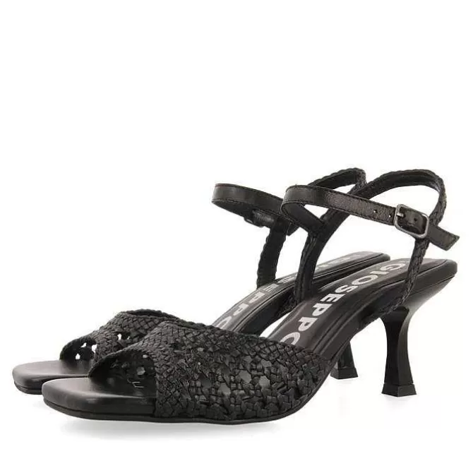Sandalias Tacon<Gioseppo Sandalias Tacon Fino Negro Con Piel Trenzada Para Mujer Durseley