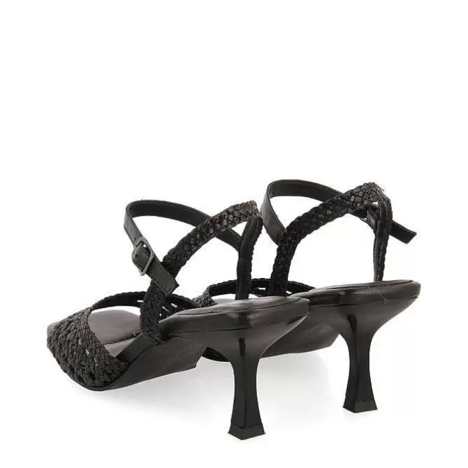 Sandalias Tacon<Gioseppo Sandalias Tacon Fino Negro Con Piel Trenzada Para Mujer Durseley