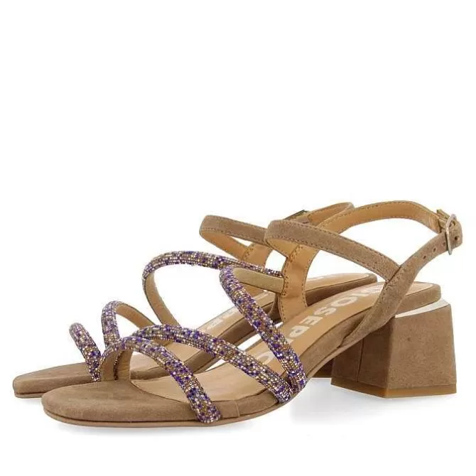 Sandalias Tacon<Gioseppo Sandalias Tacon Taupe Con Tiras Y Adornos Para Mujer Cakovec