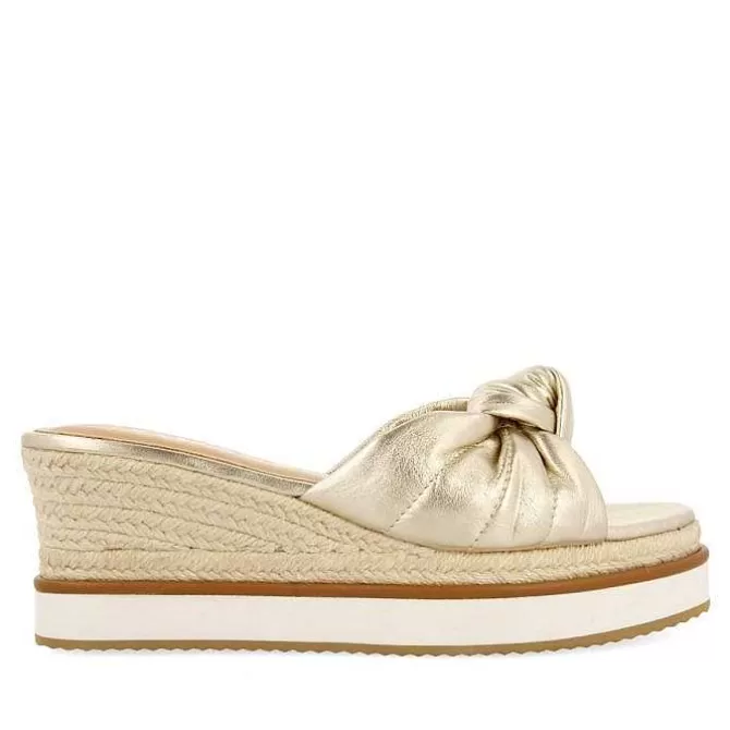 Sandalias Cuña<Gioseppo Sandalias Tela De Color Platino Con Detalle De Nudo Y Cuña Para Mujer Cakran