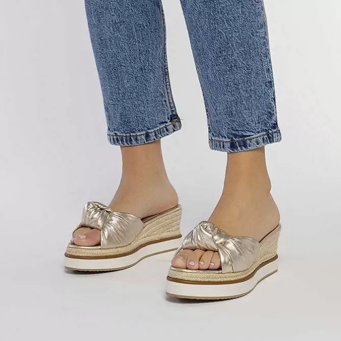 Sandalias Cuña<Gioseppo Sandalias Tela De Color Platino Con Detalle De Nudo Y Cuña Para Mujer Cakran