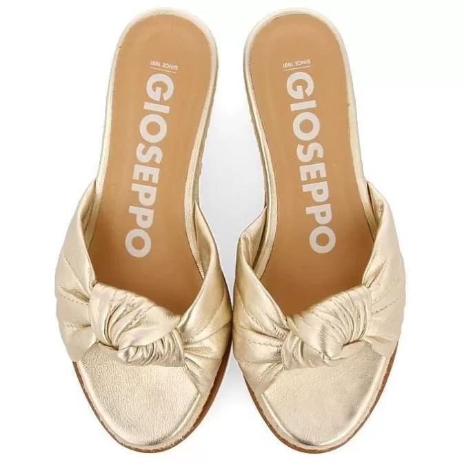 Sandalias Cuña<Gioseppo Sandalias Tela De Color Platino Con Detalle De Nudo Y Cuña Para Mujer Cakran