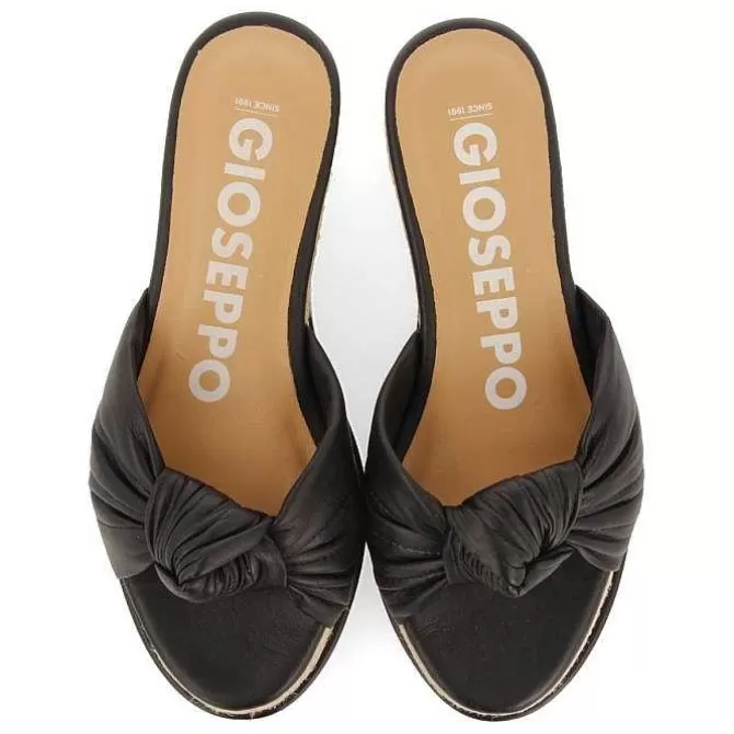 Sandalias Cuña<Gioseppo Sandalias Tela Negras Con Detalle De Nudo Y Cuña Para Mujer Cakran