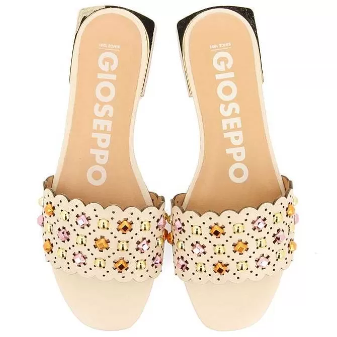 Sandalias Planas<Gioseppo Sandalias Tipo Pala Color Blanco Con Adornos Tachuelas Para Mujer Labin