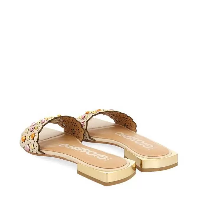 Sandalias Planas<Gioseppo Sandalias Tipo Pala Color Blanco Con Adornos Tachuelas Para Mujer Labin