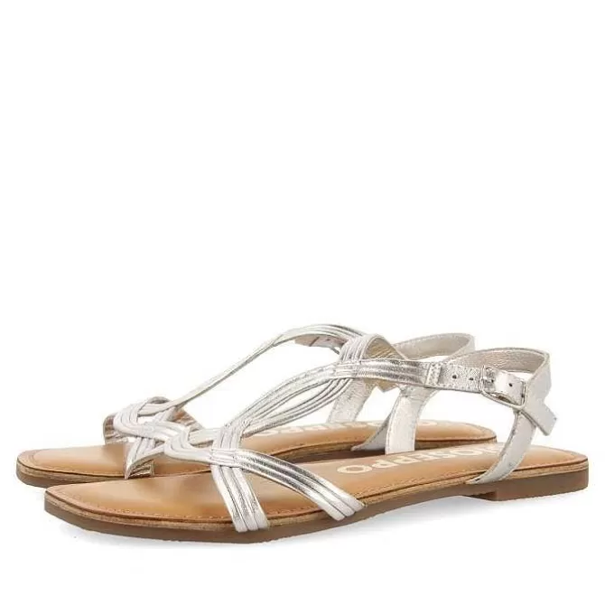 Sandalias Planas<Gioseppo Sandalias Tira Cruzada De Piel Plata Para Mujer Elbasan