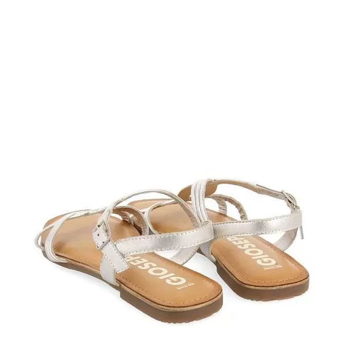 Sandalias Planas<Gioseppo Sandalias Tira Cruzada De Piel Plata Para Mujer Elbasan