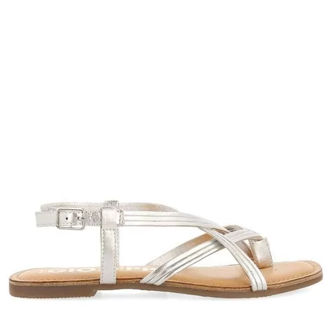 Sandalias Planas<Gioseppo Sandalias Tira Cruzada De Piel Plata Para Mujer Funare