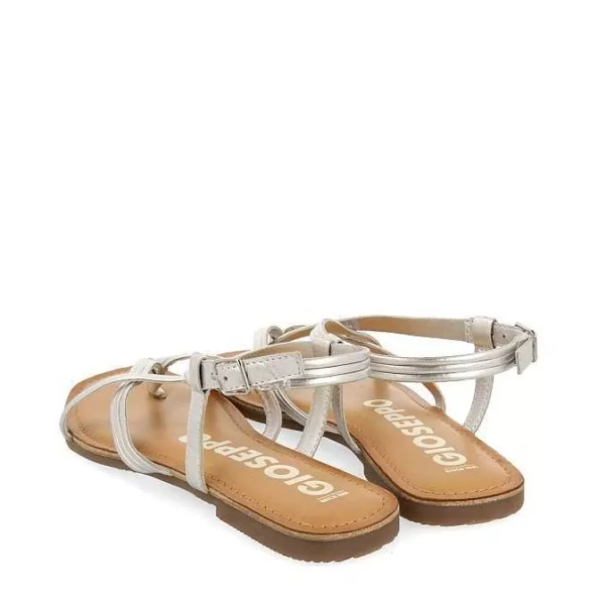 Sandalias Planas<Gioseppo Sandalias Tira Cruzada De Piel Plata Para Mujer Funare