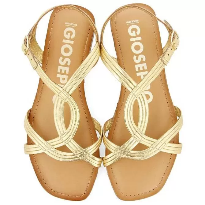 Sandalias Planas<Gioseppo Sandalias Tira Cruzada Piel Dorada Para Mujer Elbasan