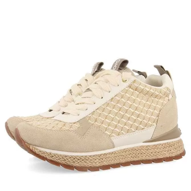 Zapatillas De Deporte De Cuña<Gioseppo Sneakers Beige Con Cuña Interior Y Estampado Geometrico Para Mujer Puke