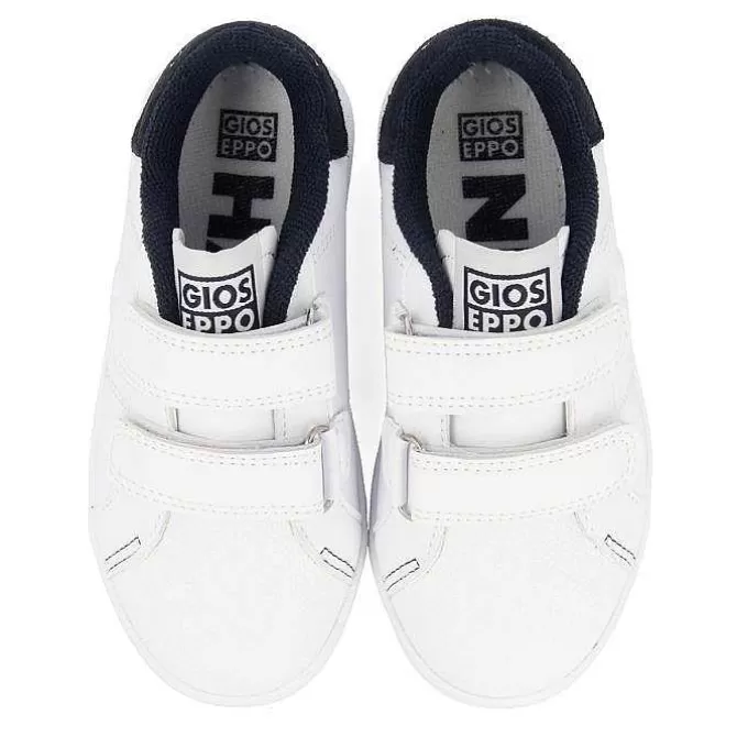 Niñas | Zapatillas<Gioseppo Sneakers Colegiales Blancas Con Detalle En Azul Marino Y Doble Cierre Ajustable Volsk